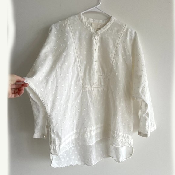 Band of Outsiders, cotton voile popover w/kimono sleeves, off white, size 2/S/M - Picture 2 of 9